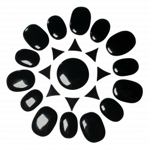 Kit básico de 23 piezas para masaje de cristal de obsidiana