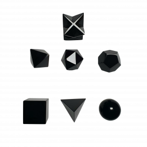 Kit de 7 sólidos platónicos de cristal de obsidiana