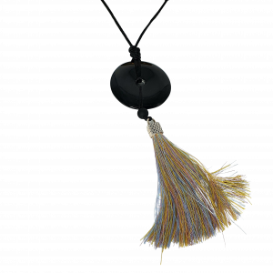 Dije dona de cristal de obsidiana borla multicolor -lila-