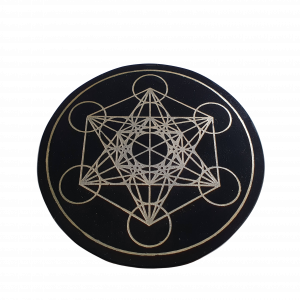 Espejo del cubo de metatrón en cristal de obsidiana